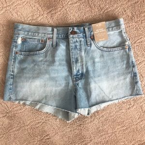 These are never worn madewell relaxed denim shorts